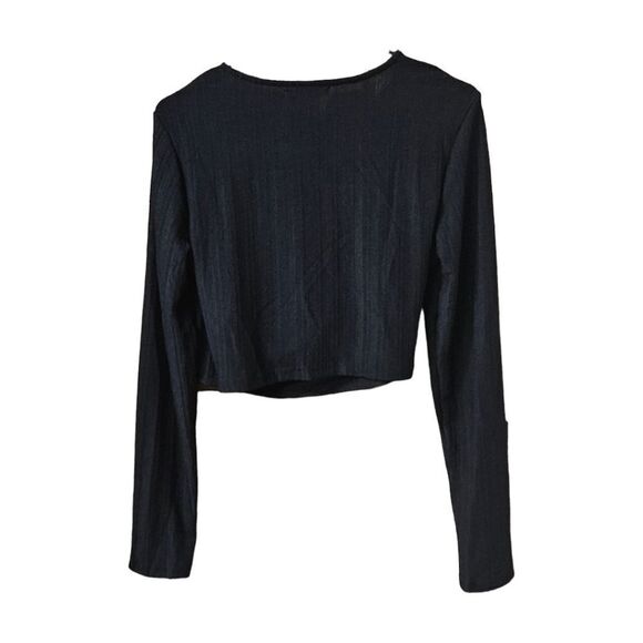 ZAFUL Women's V-neck Long Sleeve  Cropped Top Slit bodycon Mini Skirt Set - Picture 11 of 16